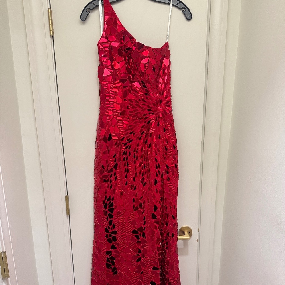 Sherri Hill - Shattered Glass Embellished High Slit Evening Gown